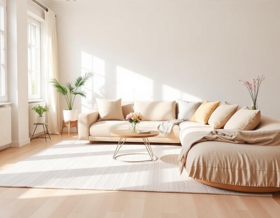 Tidy bright living room maintained with regular cleaning in Hartford, CT